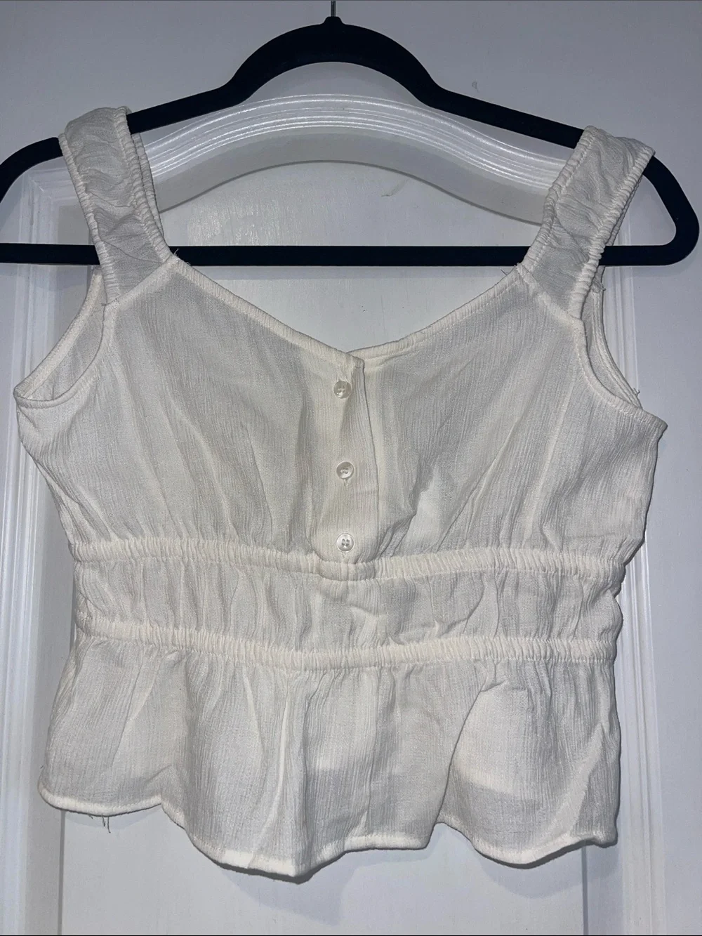 H&M Cream Ruffled Tank Top